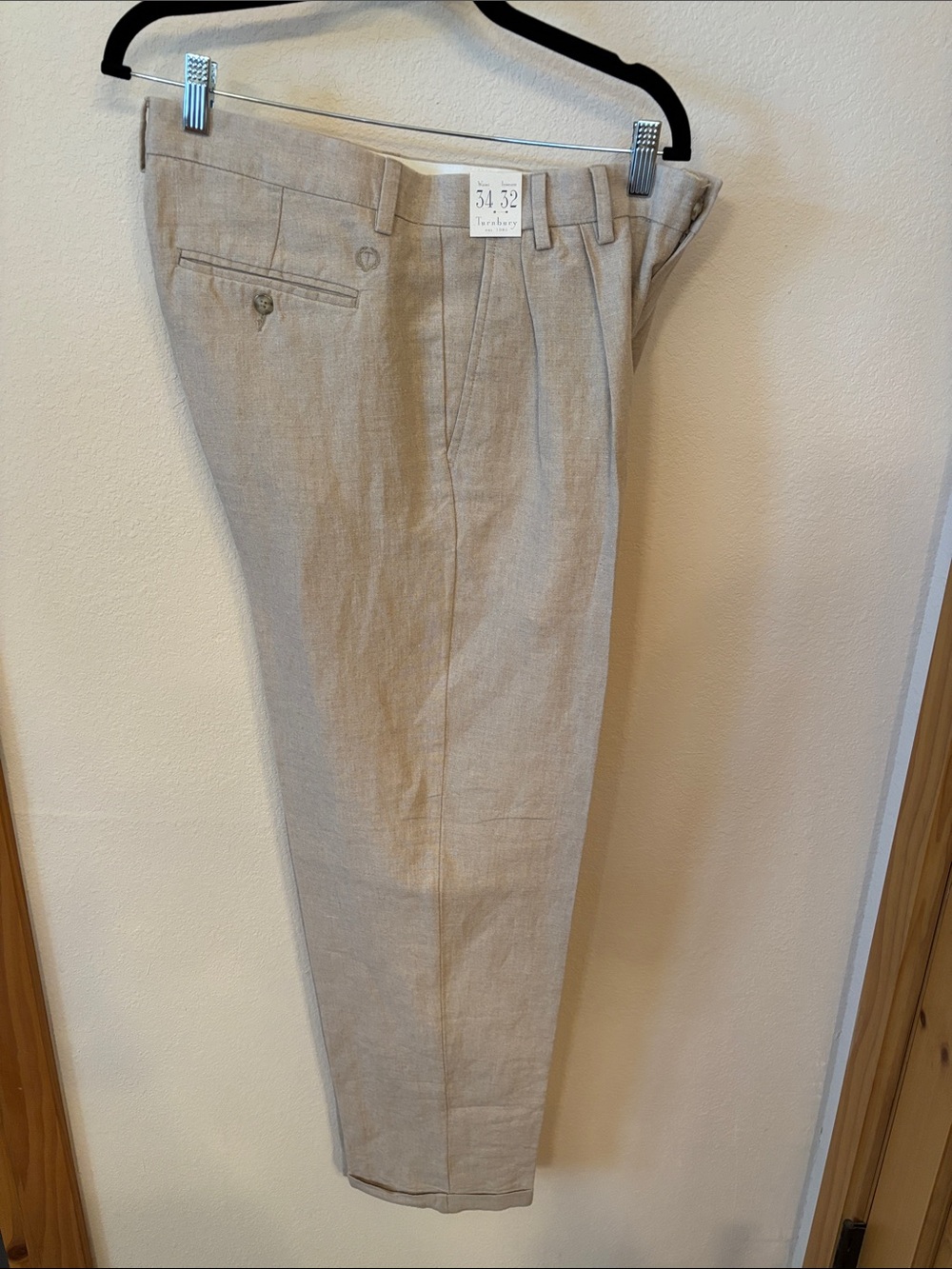 Men's Tan Linen-Blend Dress Pants - Unbranded